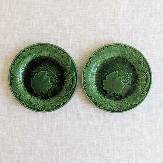 Antique Majolica Plate Duo