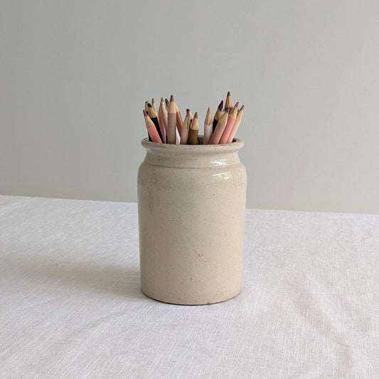 Antique Beige Stoneware Jar