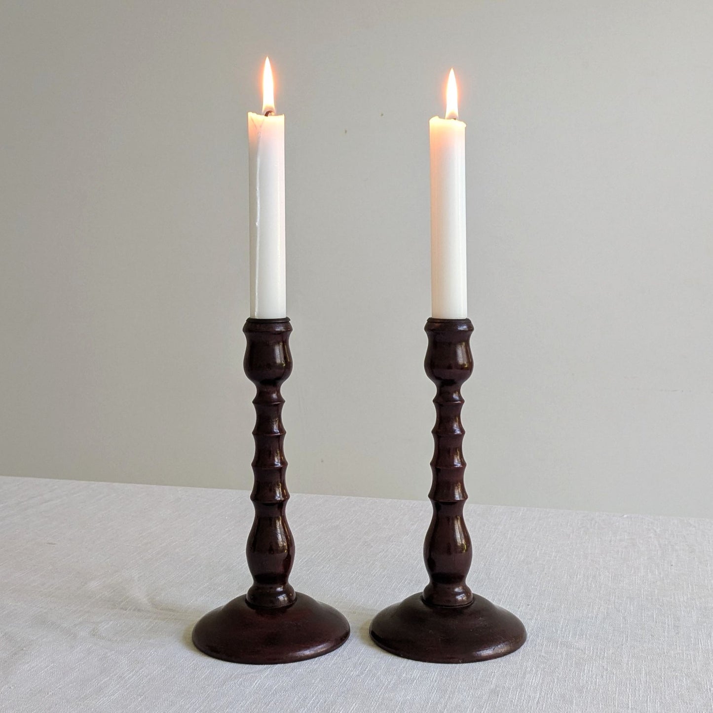 Antique Wood Candlesticks