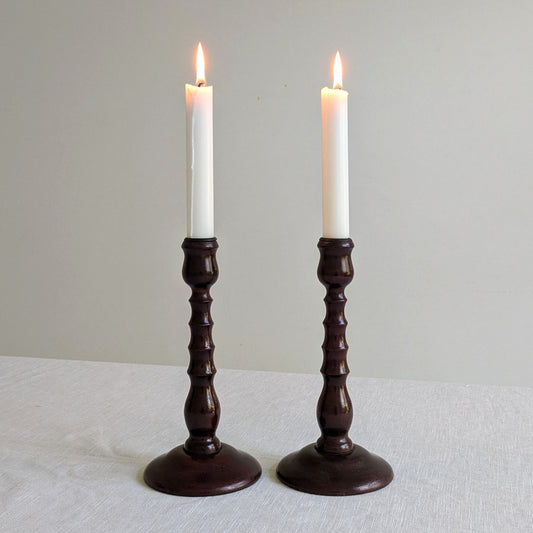 Antique Wood Candlesticks