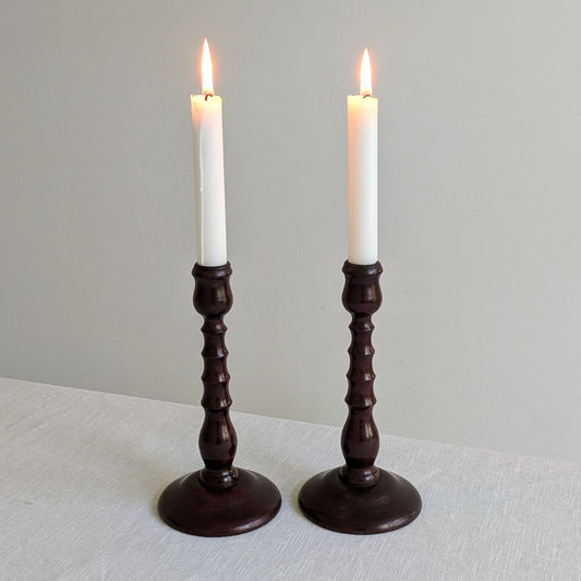 Antique Wood Candlesticks