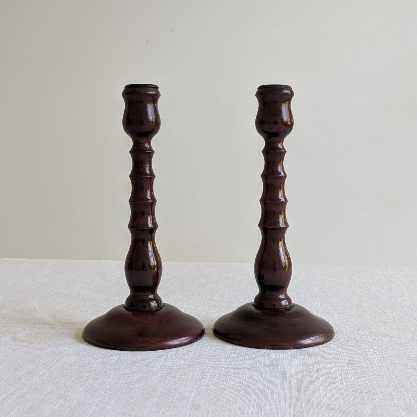 Antique Wood Candlesticks