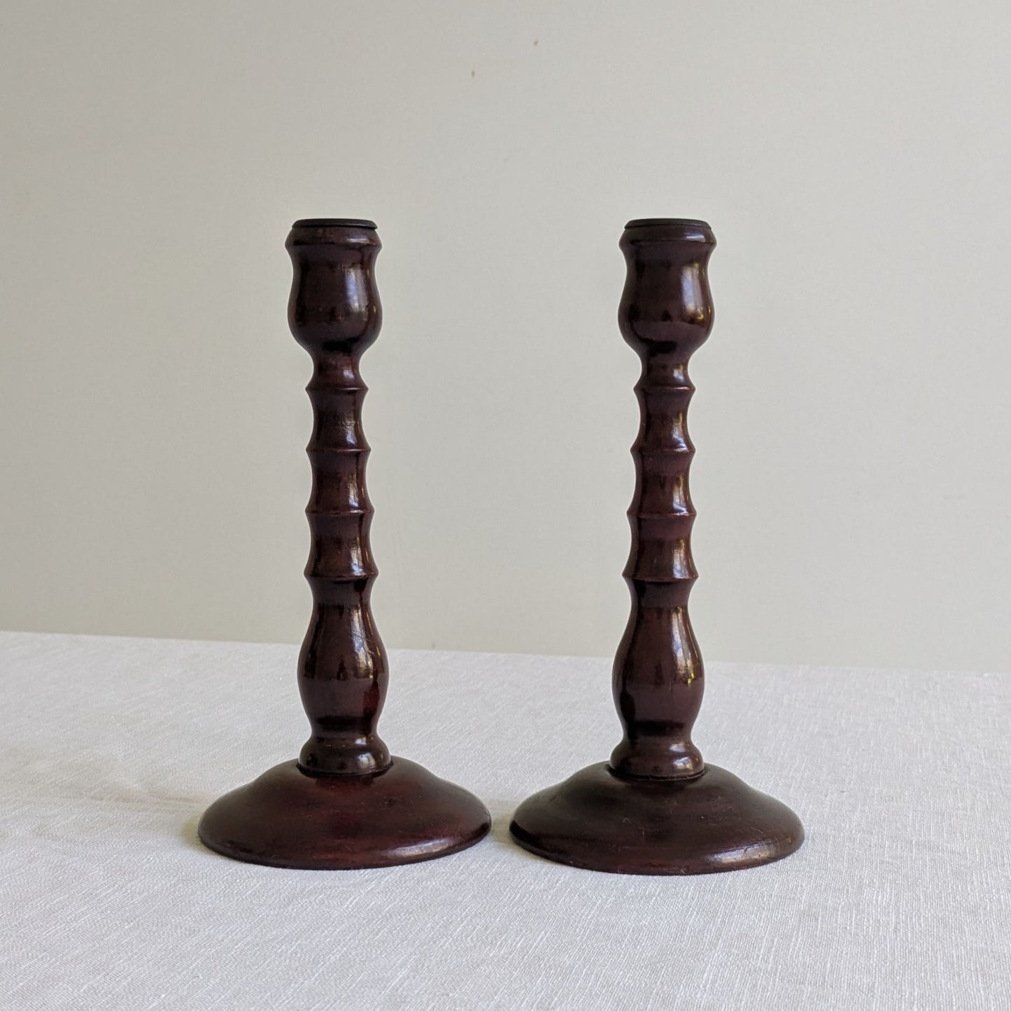 Antique Wood Candlesticks