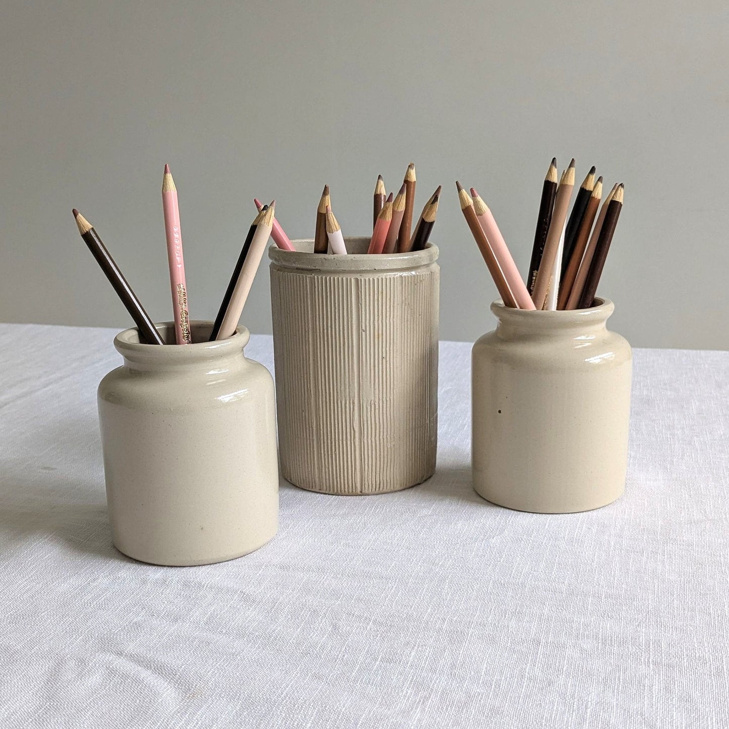 Antique Ribbed Stoneware Jar