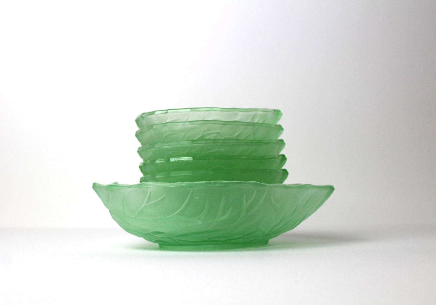 Bagley Glass Leaf Bowls