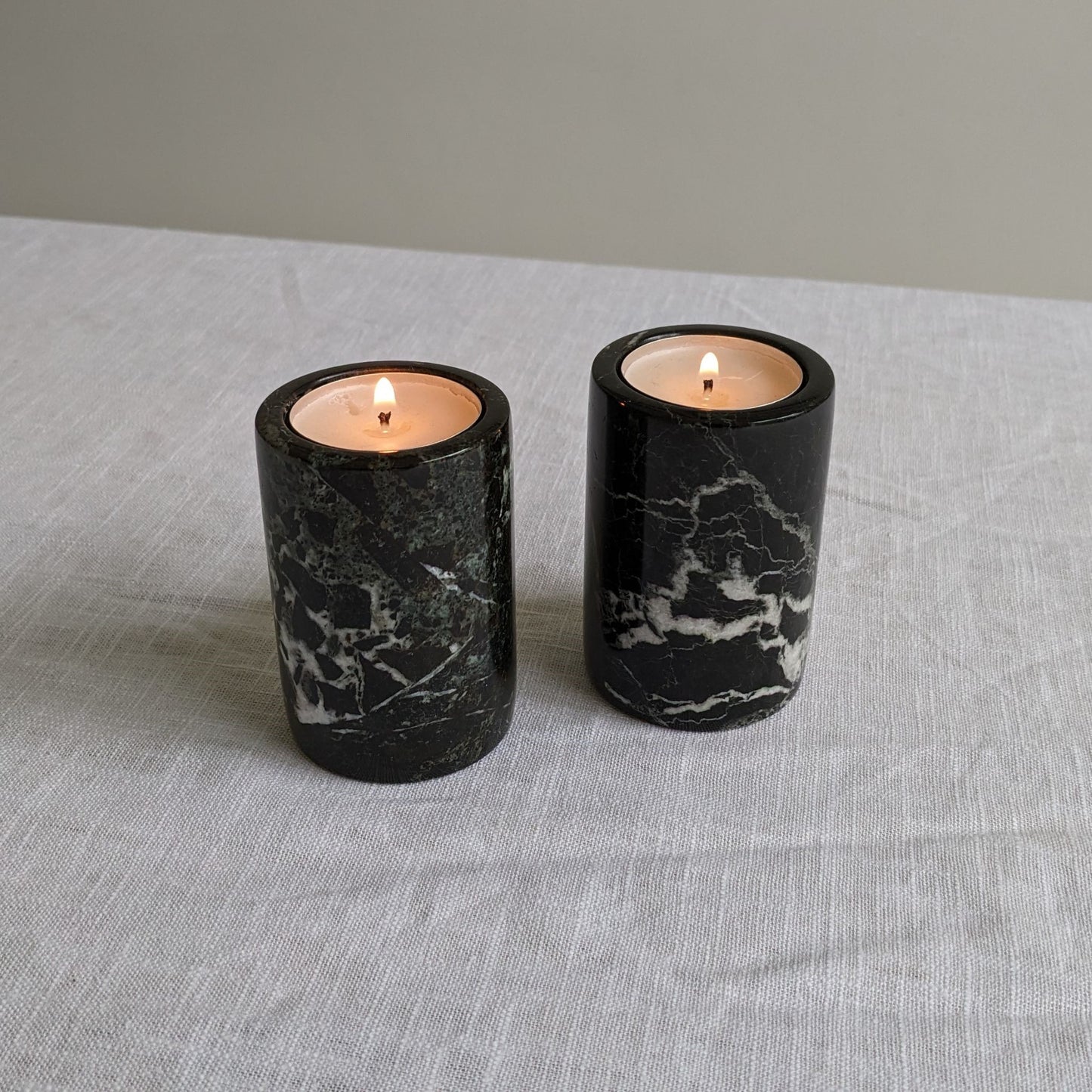 Black Marble Tealight Holders