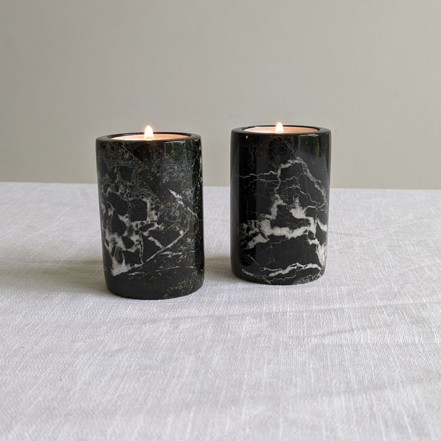 Black Marble Tealight Holders