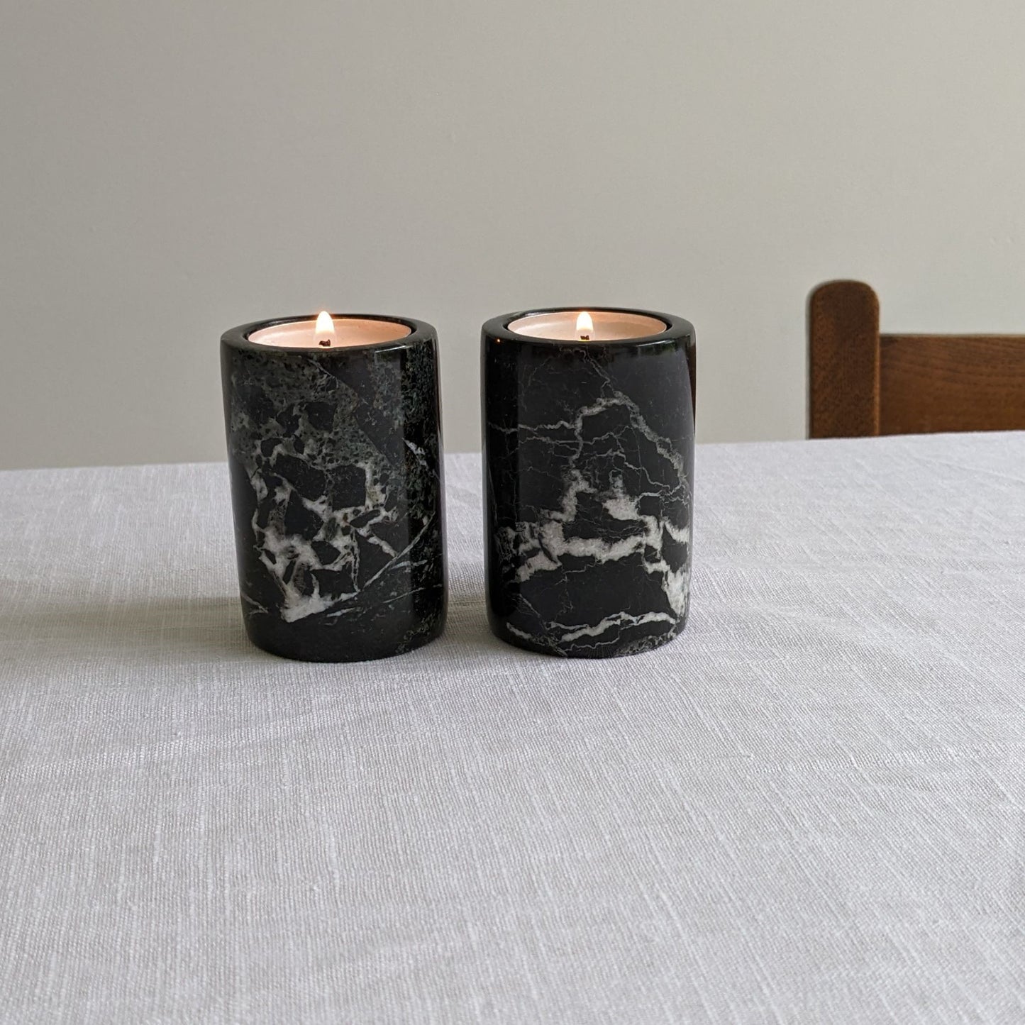 Black Marble Tealight Holders