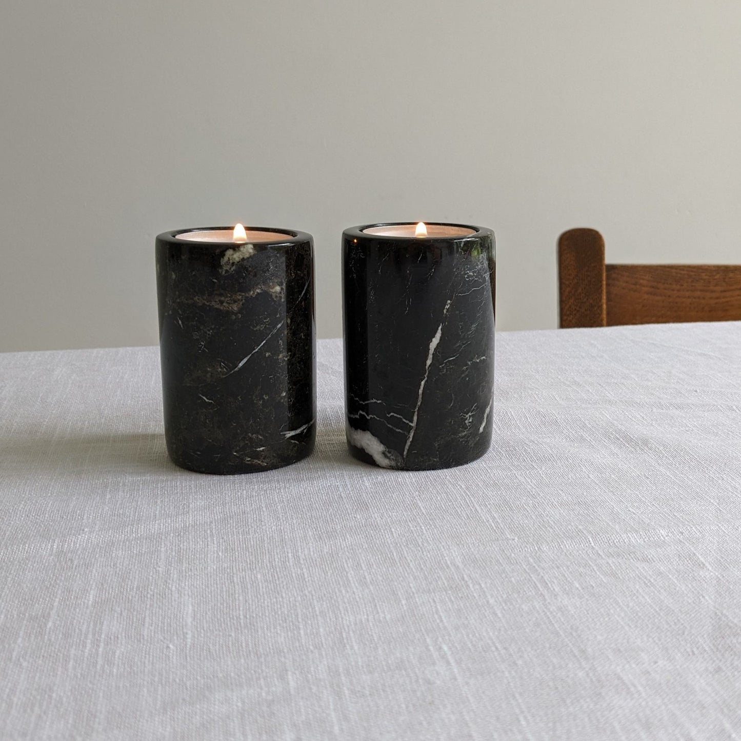 Black Marble Tealight Holders