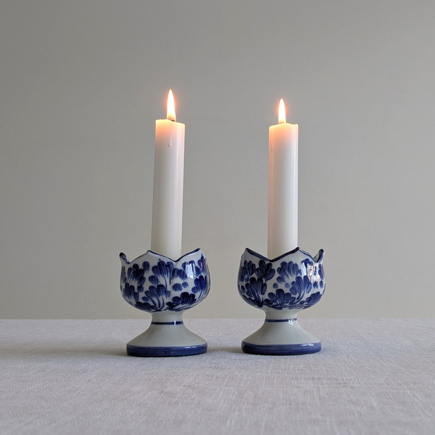 Blue Floral Candle Holders