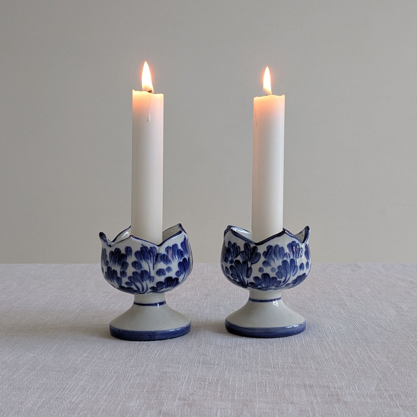 Blue Floral Candle Holders