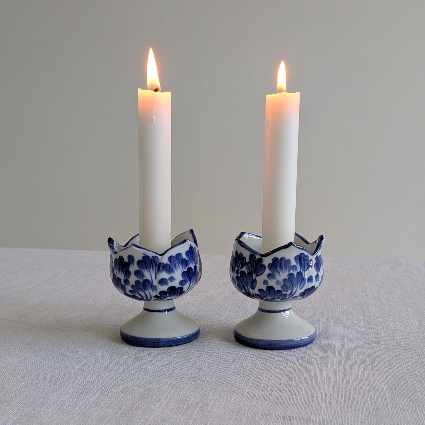 Blue Floral Candle Holders