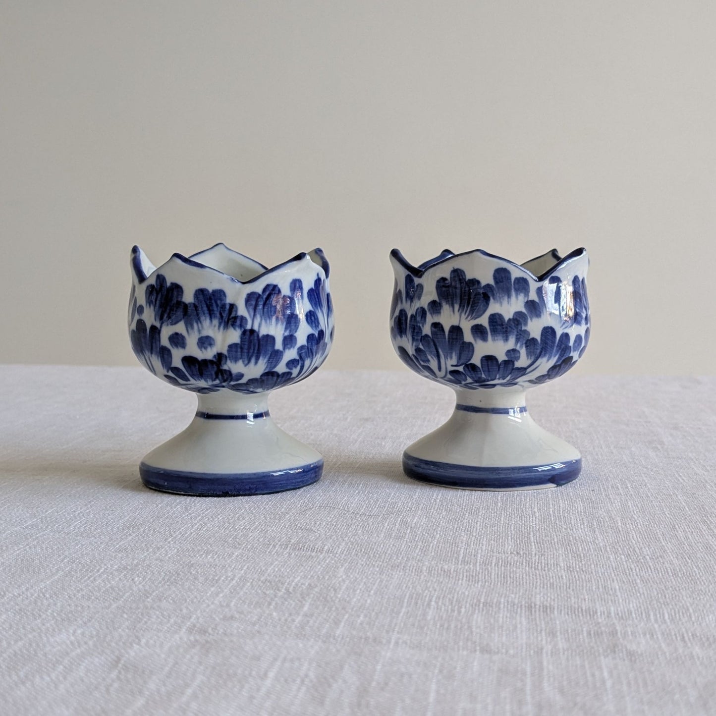 Blue Floral Candle Holders