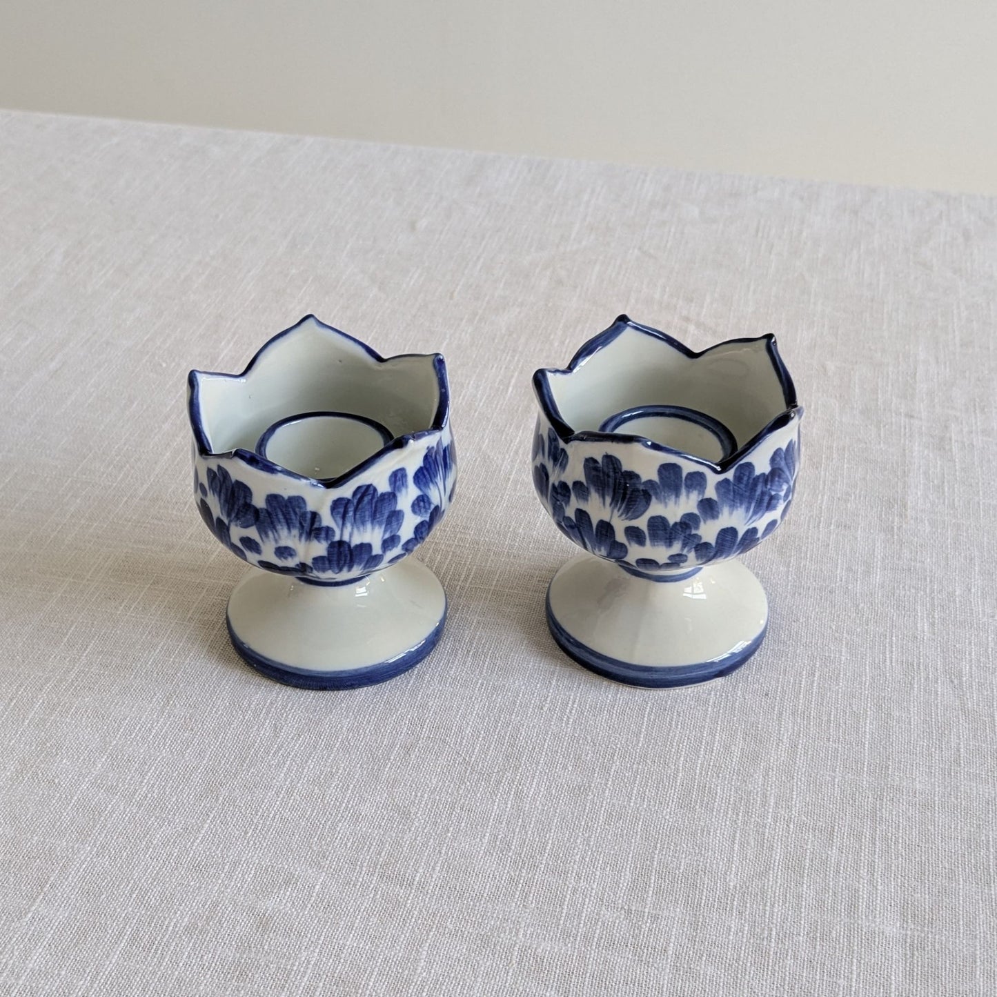 Blue Floral Candle Holders