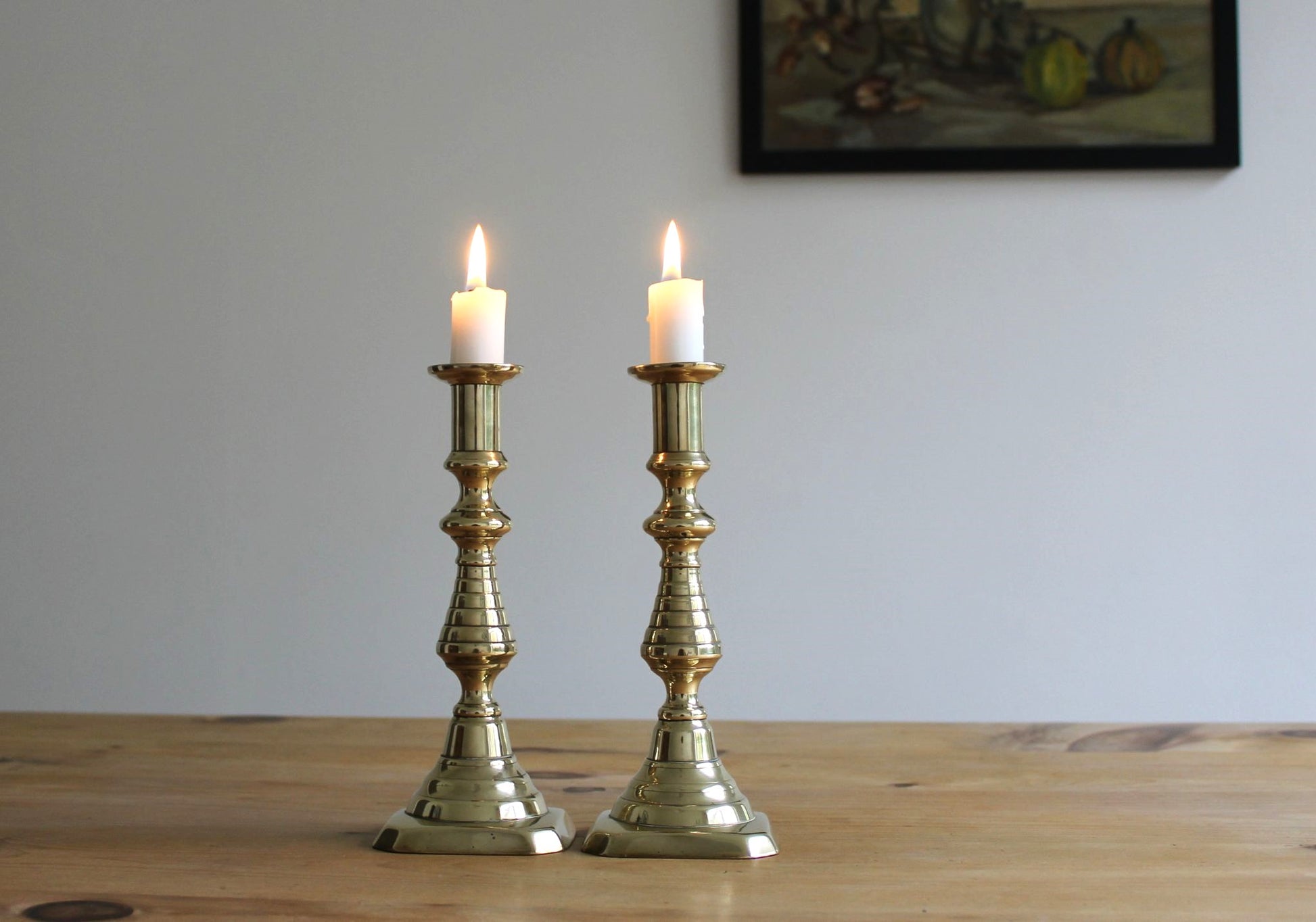 Victorian Antique Brass Beehive Candlesticks – Tiger & Iris