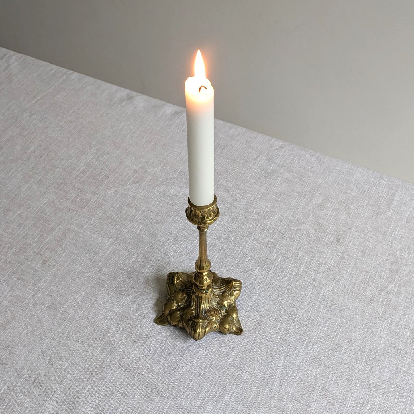 Brass Leaf Base Candlestick