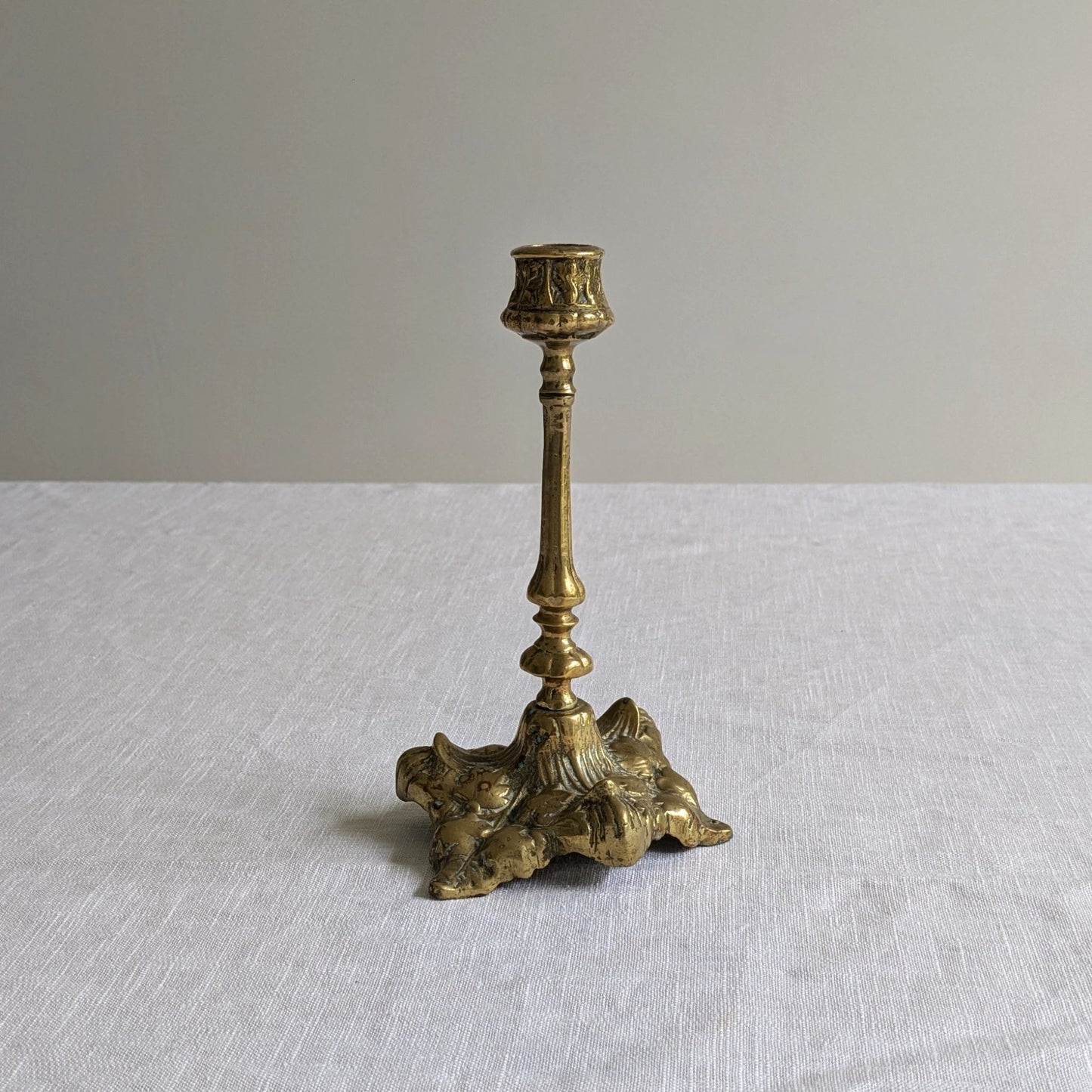 Brass Leaf Base Candlestick