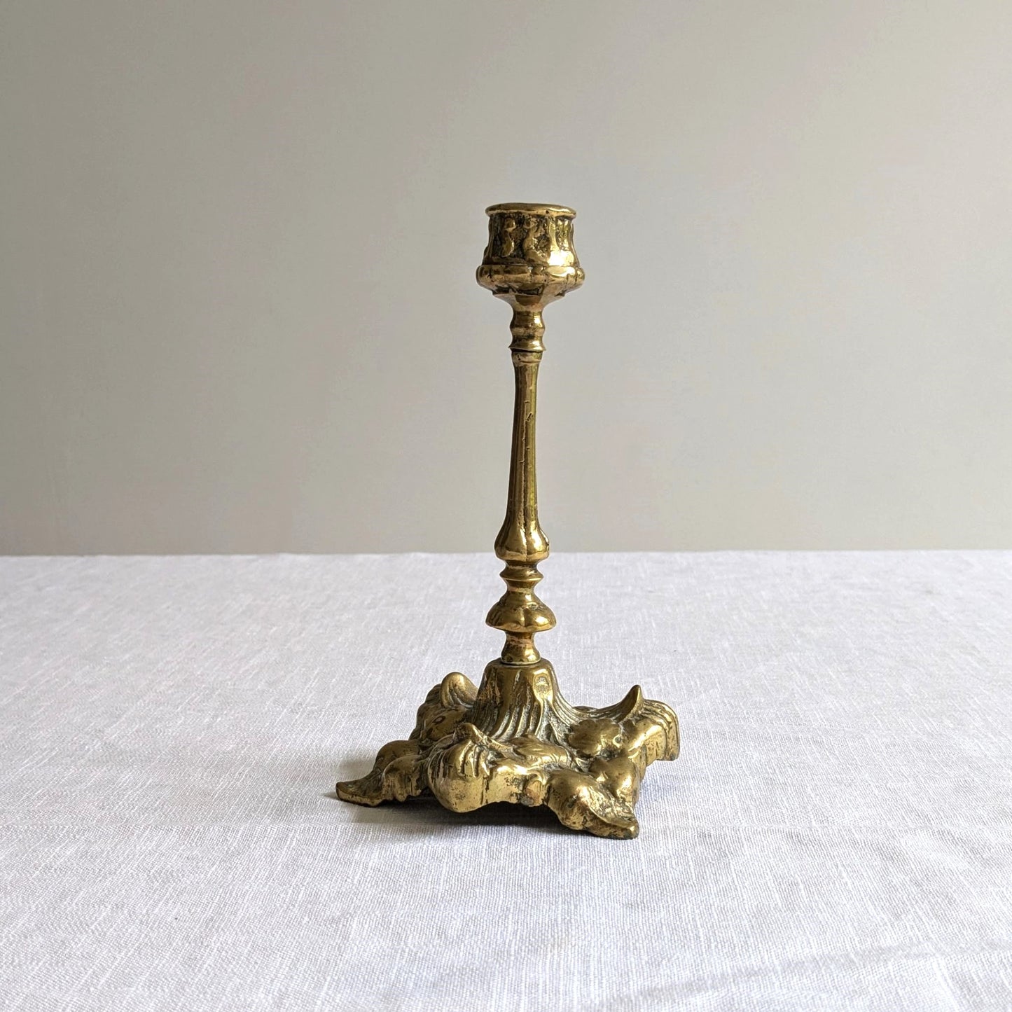 Brass Leaf Base Candlestick