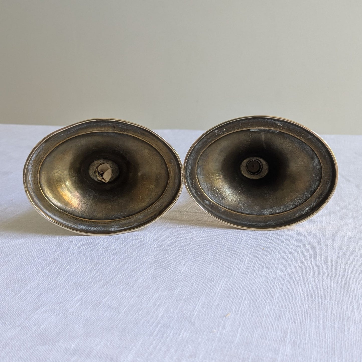 Oval Brass Candlesticks