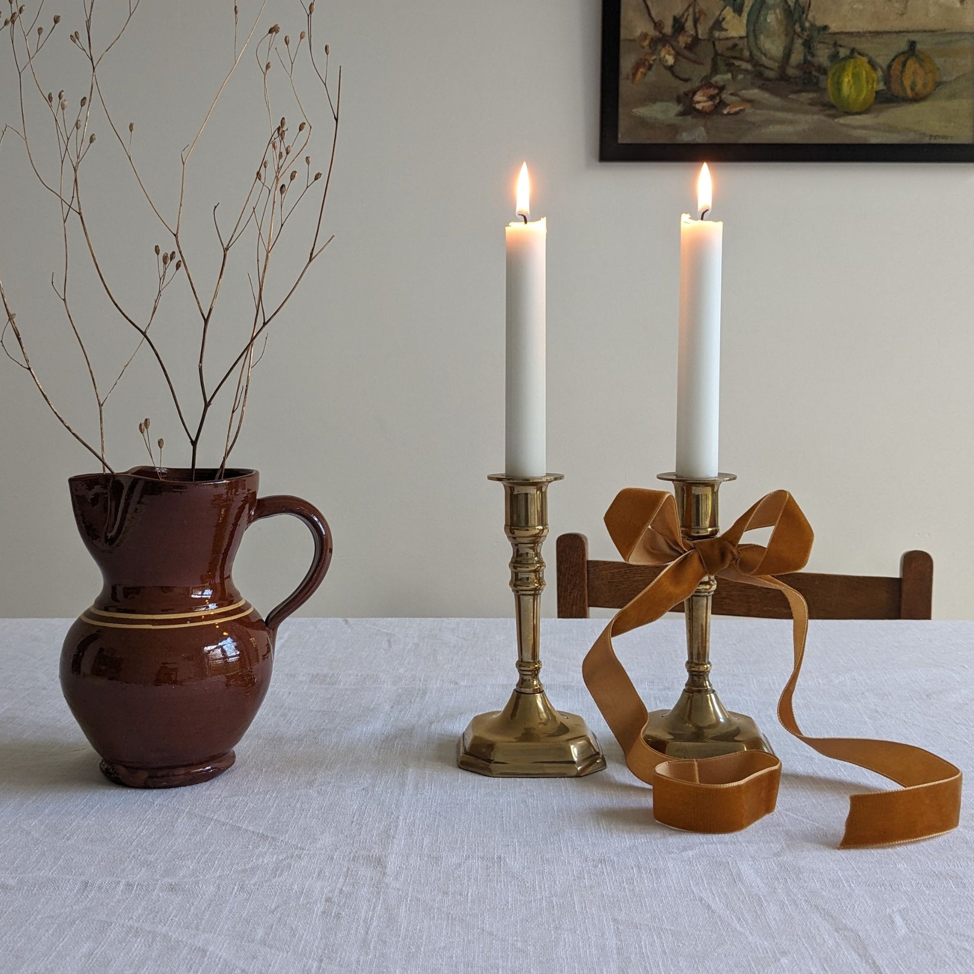 Vintage Brass Candle Holders, Squared Base Candlesticks – Tiger & Iris