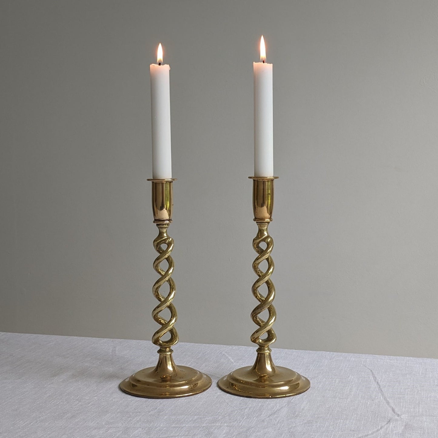 Tall Brass Twist Candlesticks