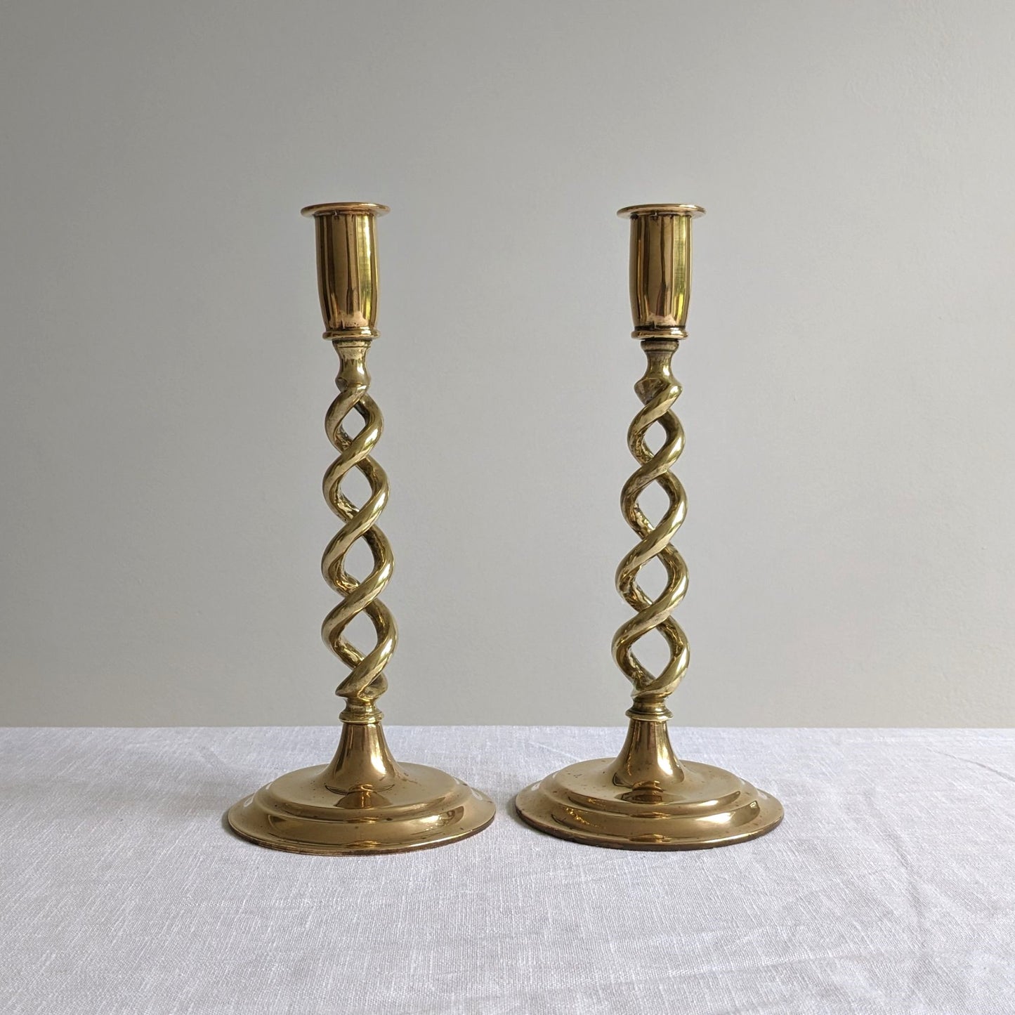 Tall Brass Twist Candlesticks