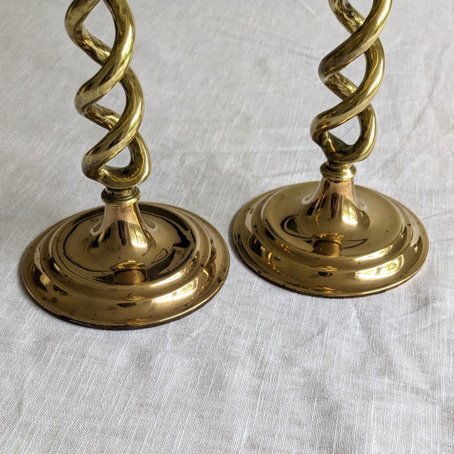 Tall Brass Twist Candlesticks