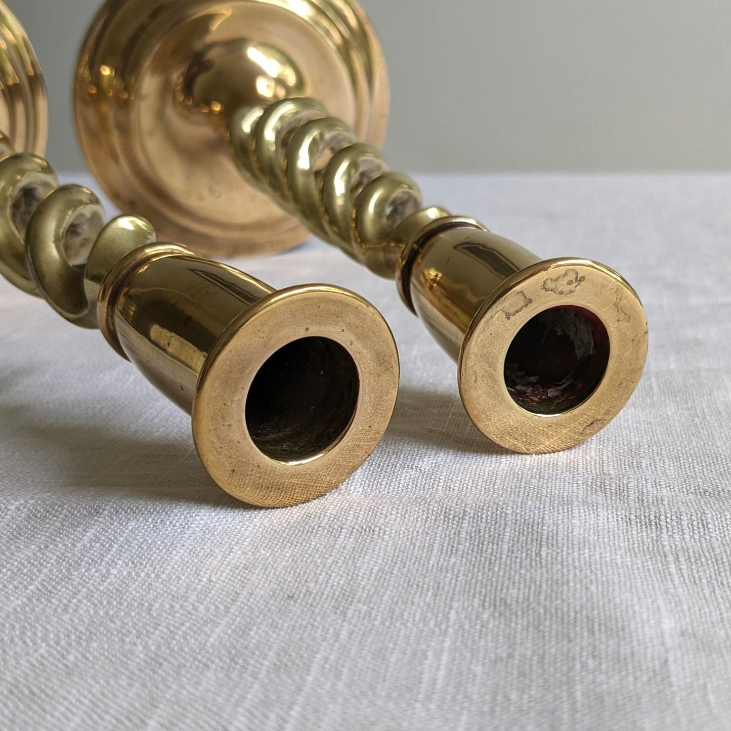 Tall Brass Twist Candlesticks