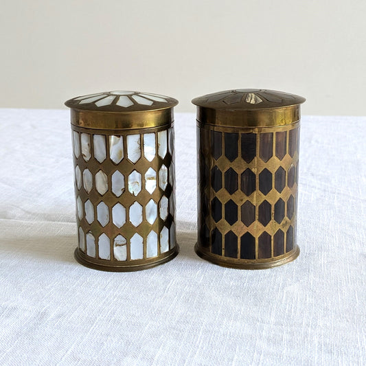 Mother of Pearl & Brass Jars