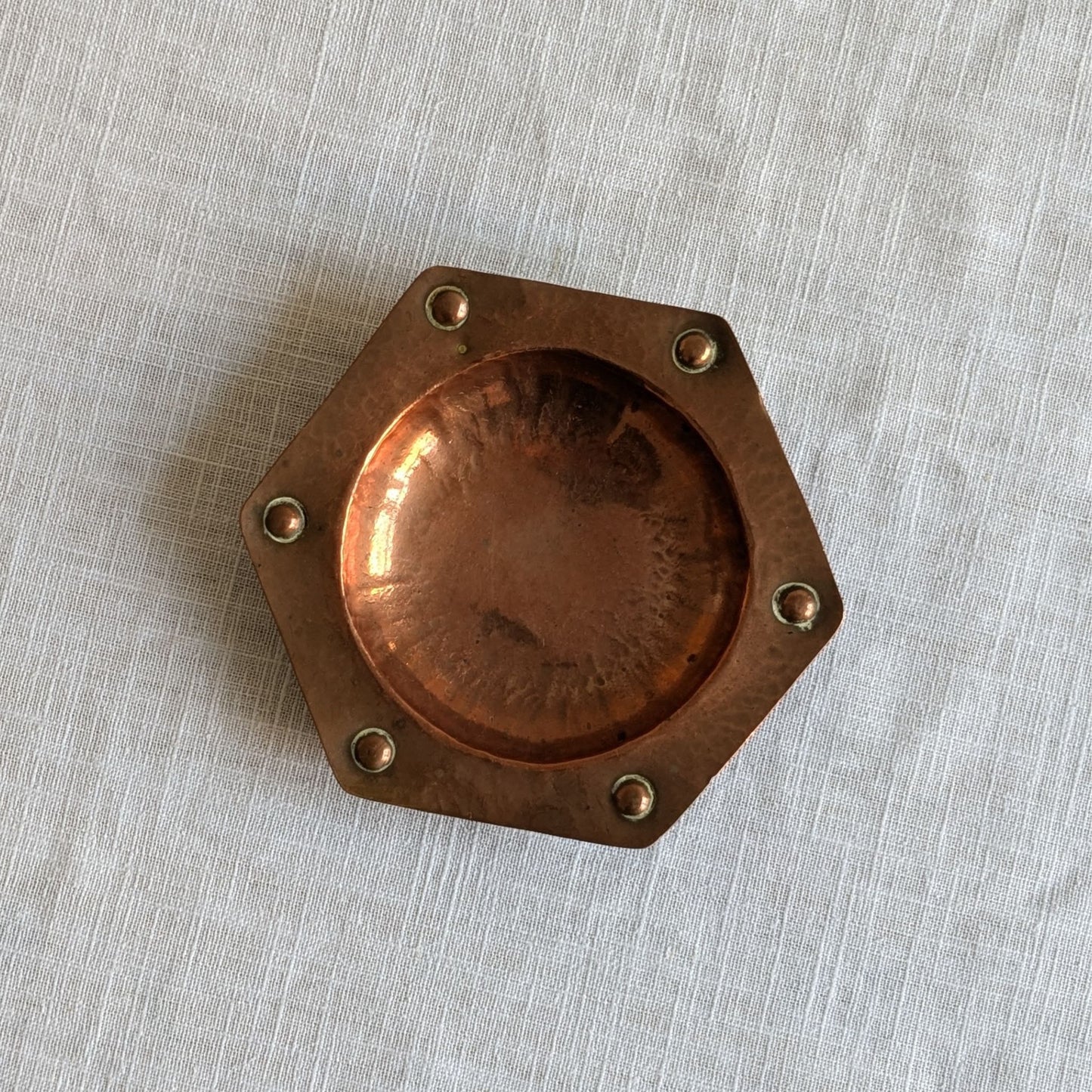 Arts & Crafts Punched Copper Dish