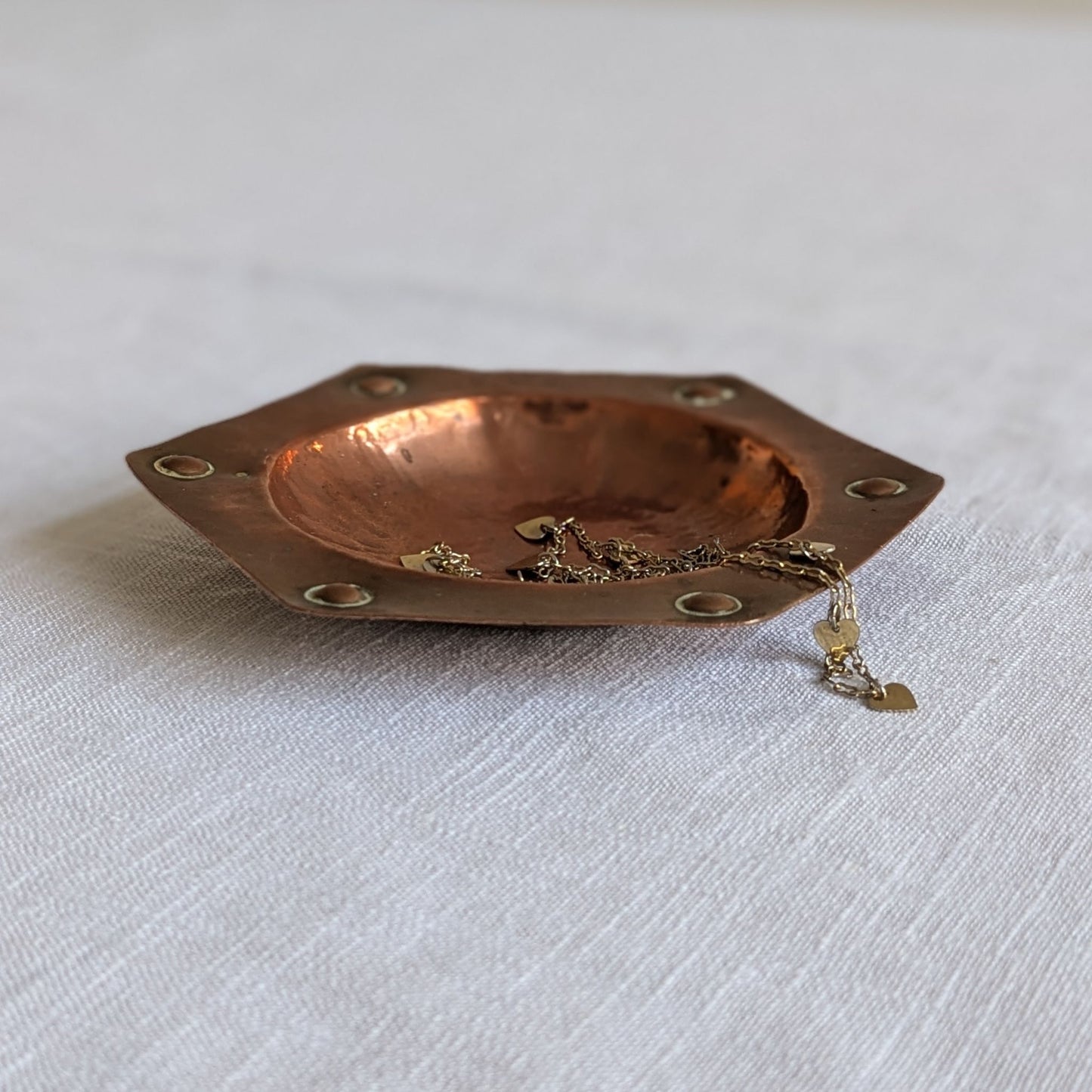 Arts & Crafts Punched Copper Dish