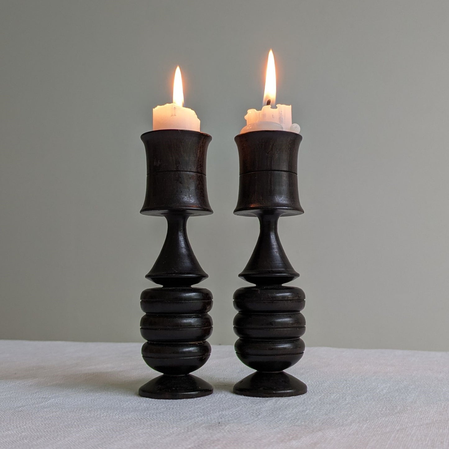 Sculptural Wood Candlesticks