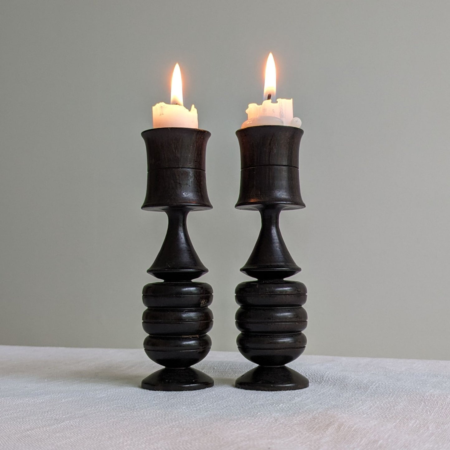 Sculptural Wood Candlesticks