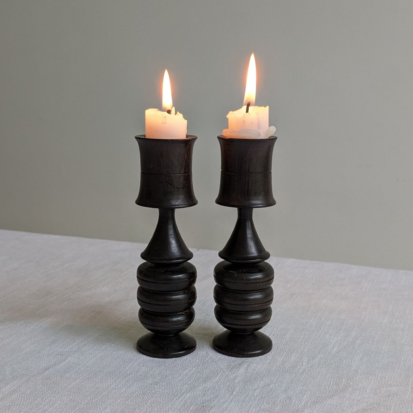 Sculptural Wood Candlesticks