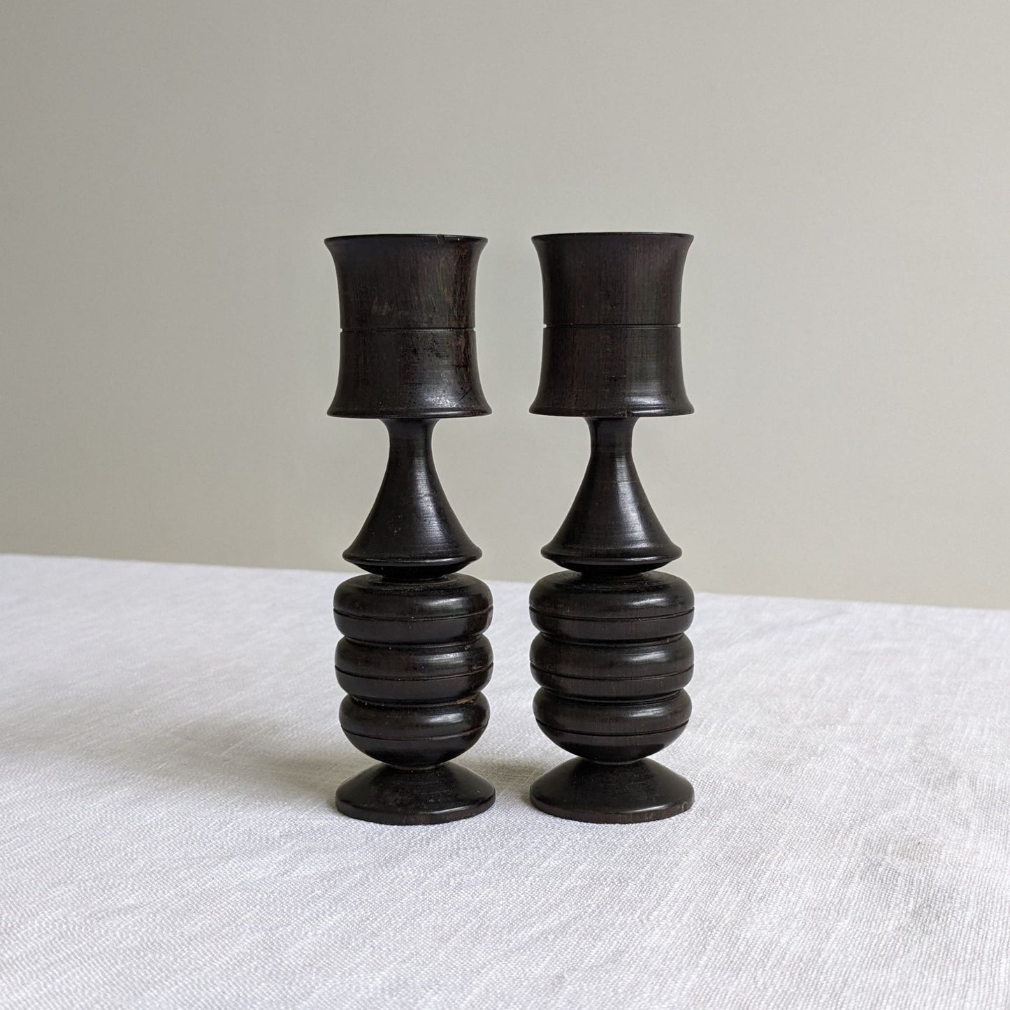 Sculptural Wood Candlesticks