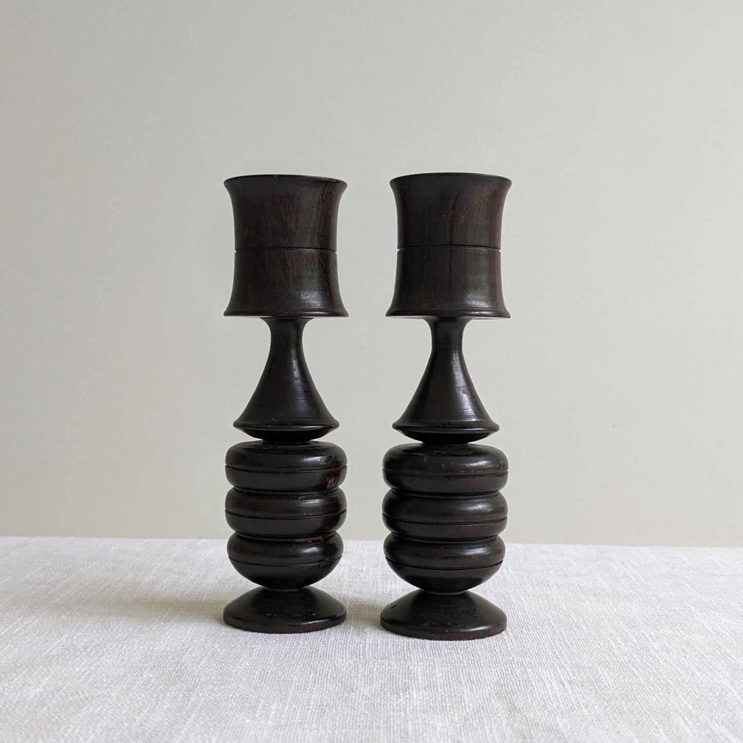 Sculptural Wood Candlesticks