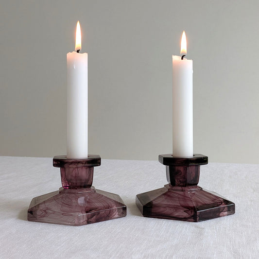 Purple Cloud Glass Candle Holders