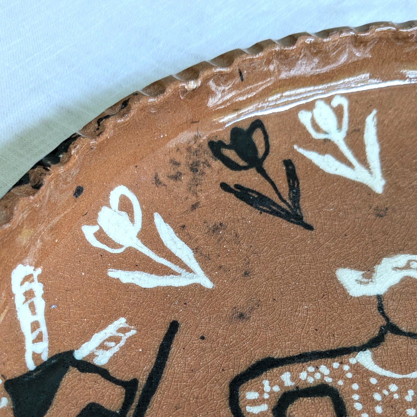 Dutch Redware Folk Art Plate