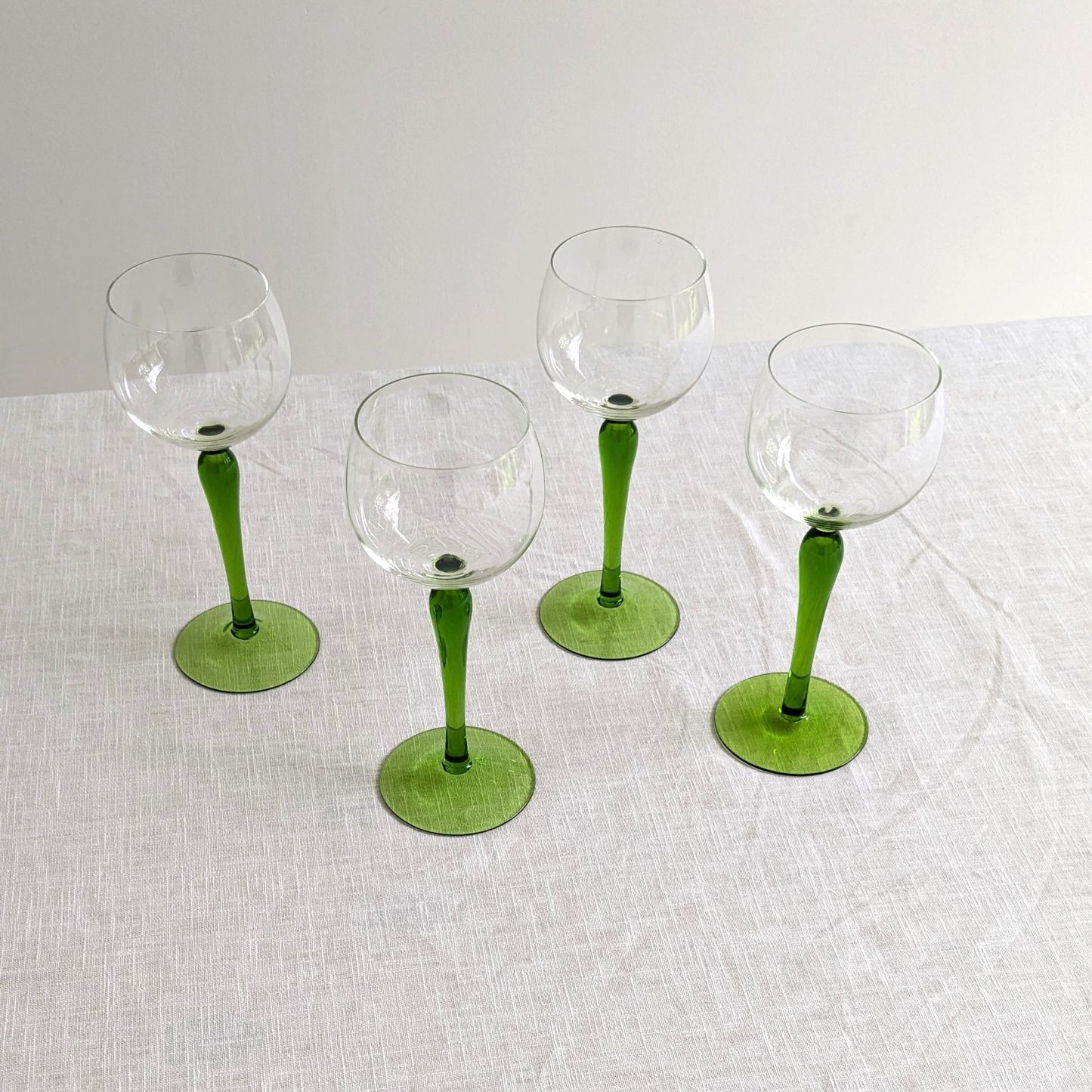 Green Stem Wine Glasses