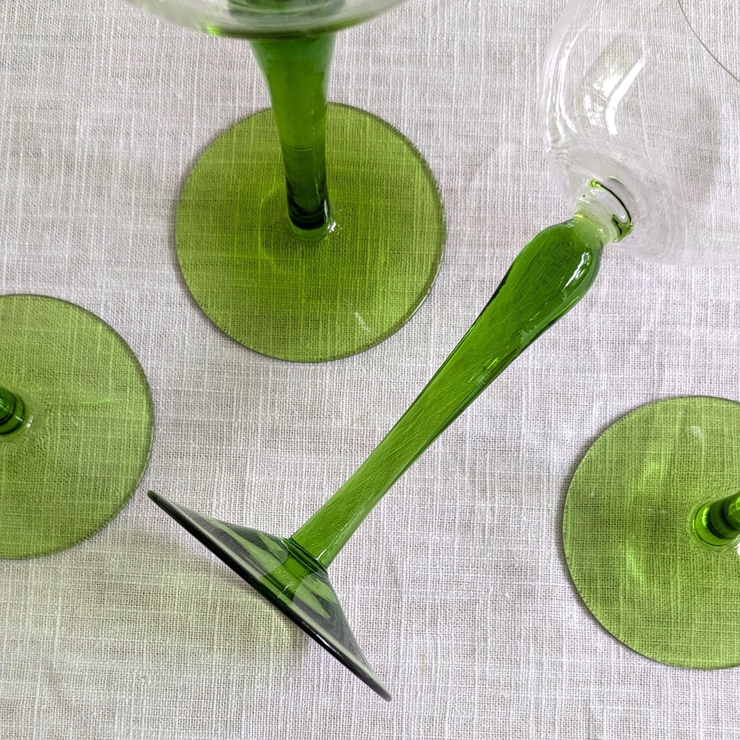 Green Stem Wine Glasses