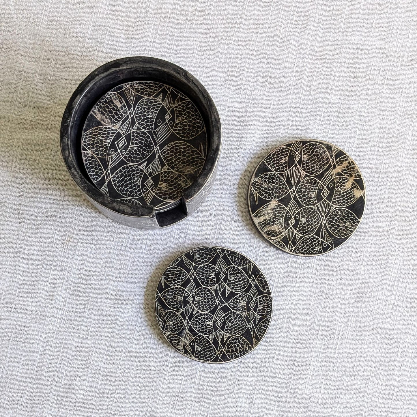 Fish Design Soapstone Coasters
