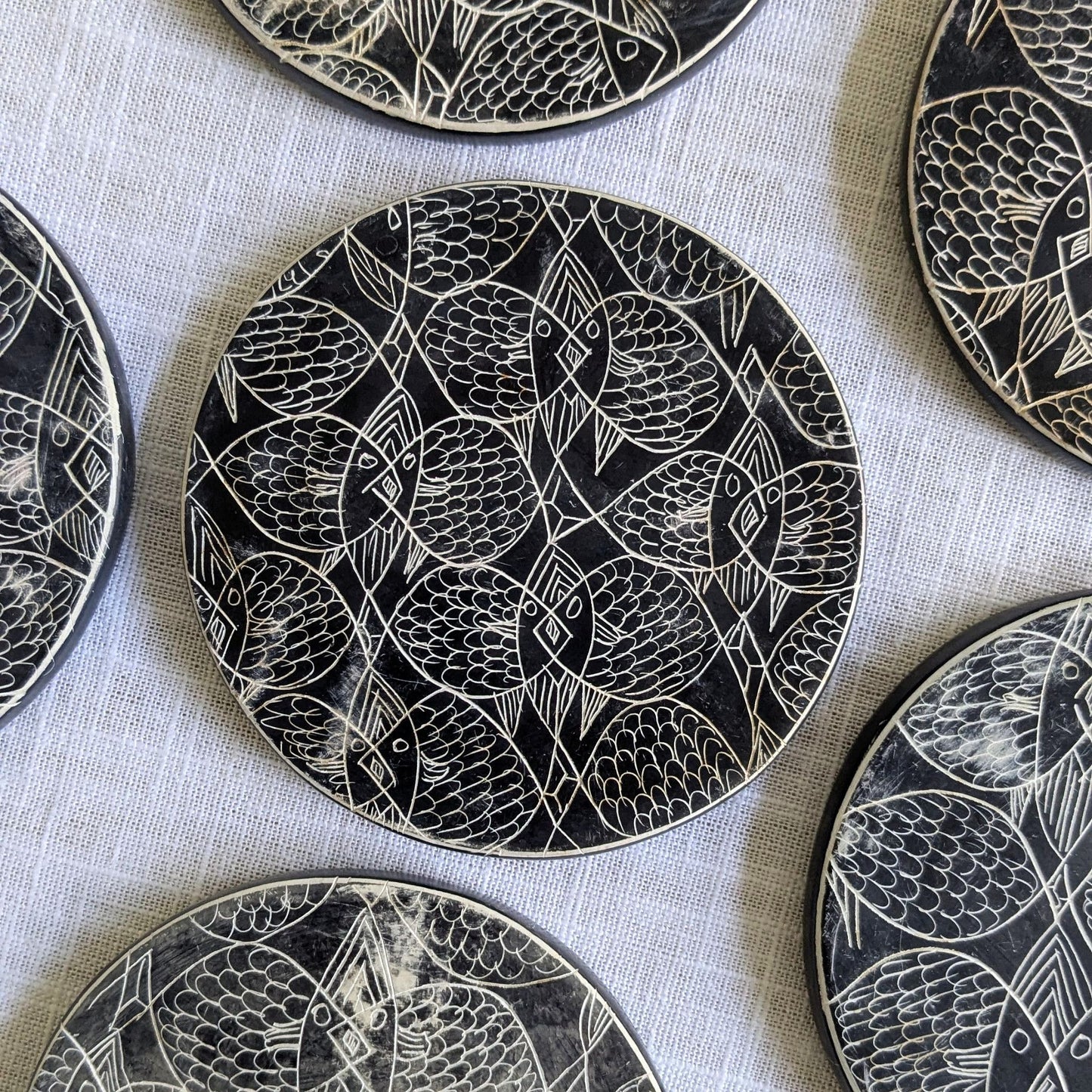 Fish Design Soapstone Coasters