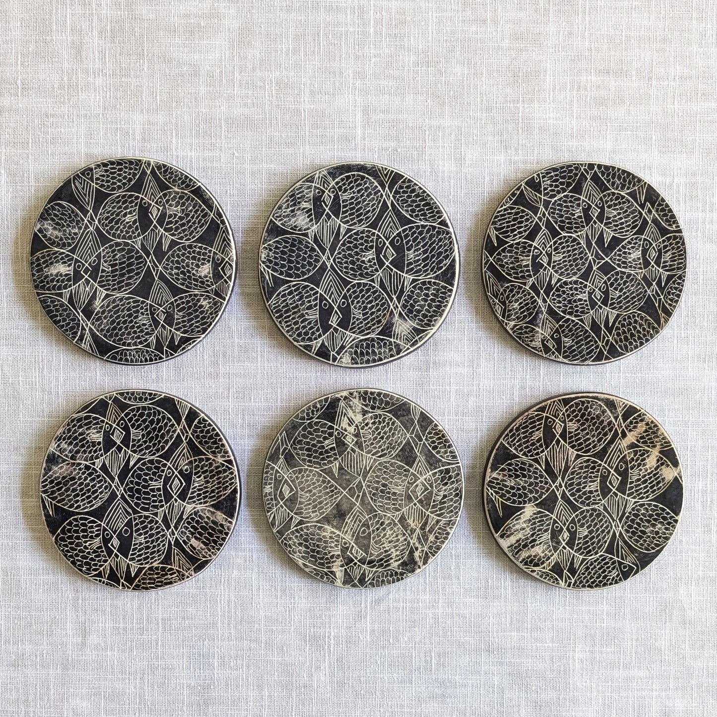 Fish Design Soapstone Coasters