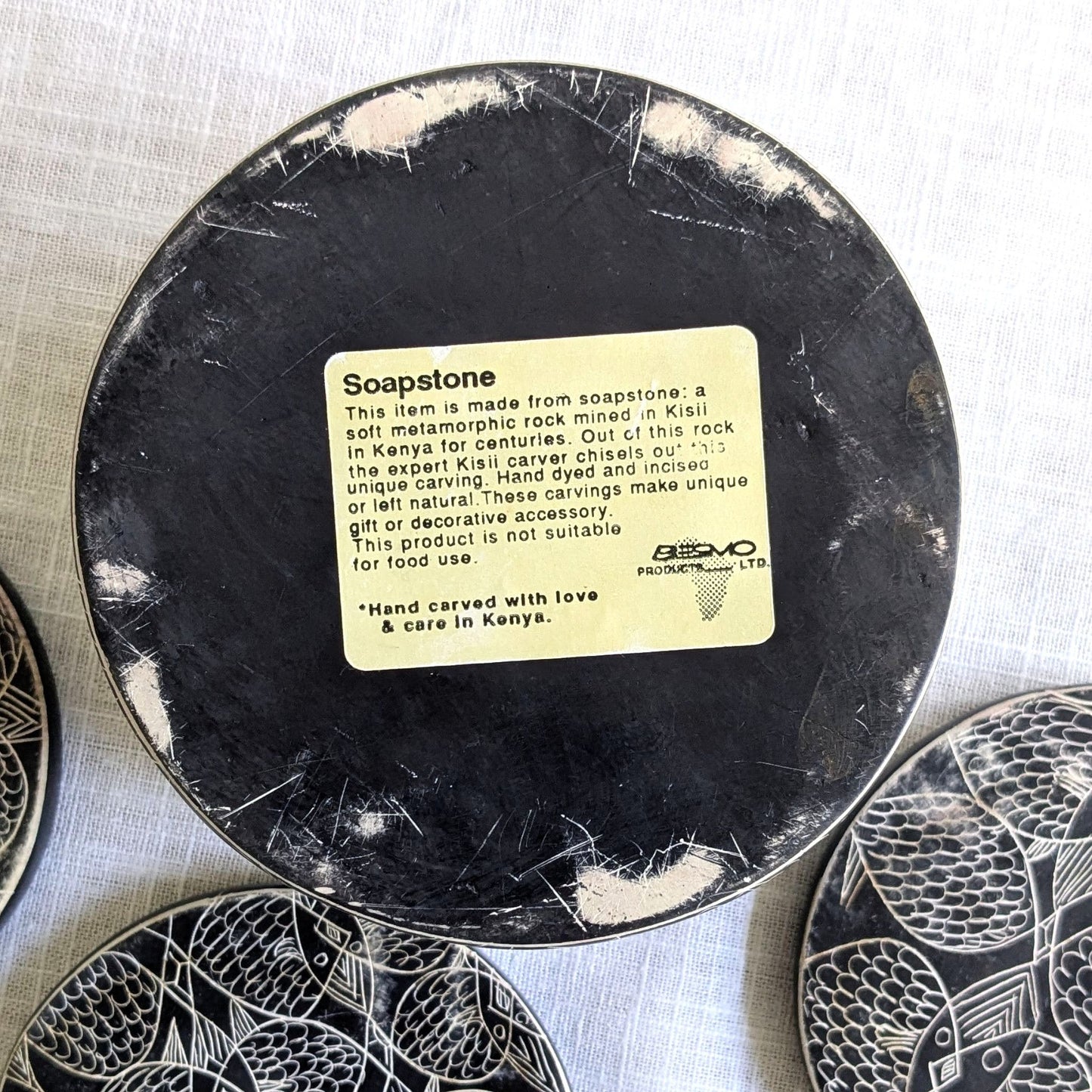 Fish Design Soapstone Coasters