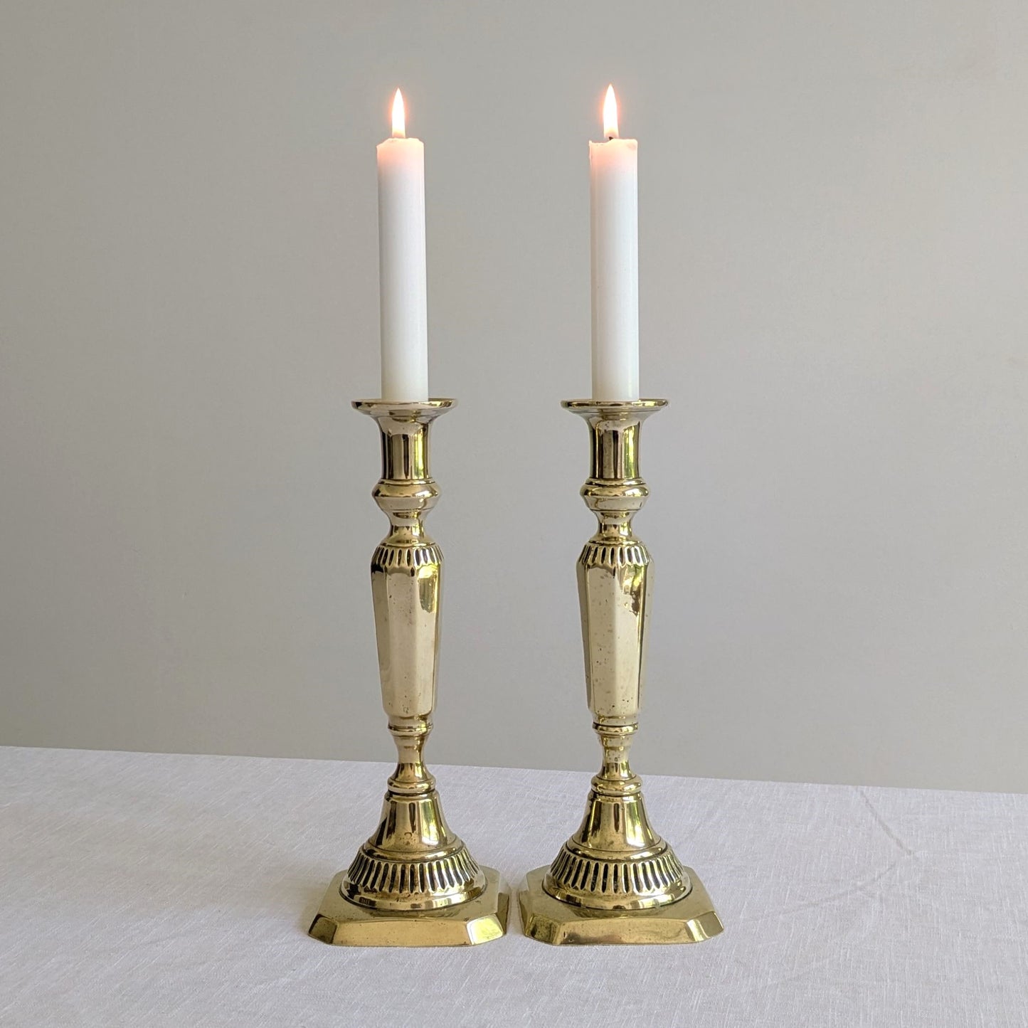 Late Victorian Brass Candlesticks