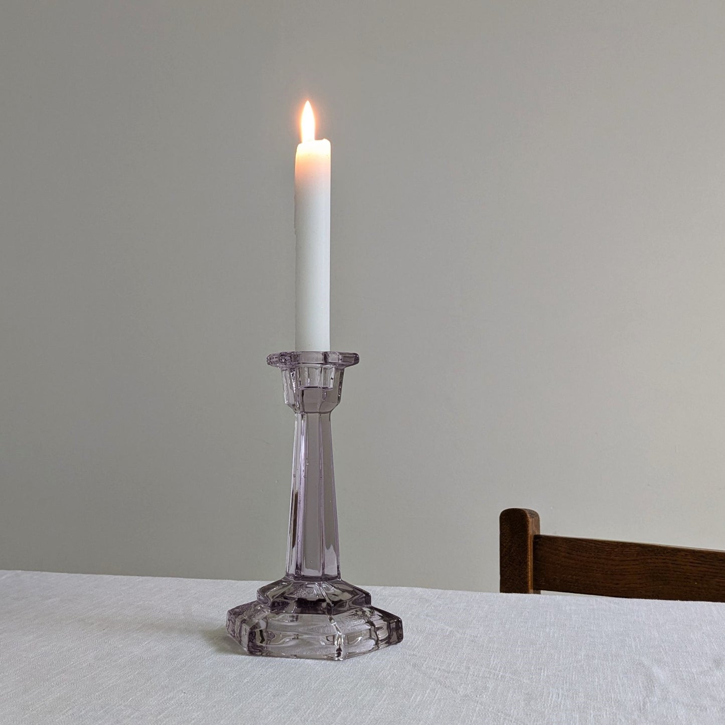 Lilac Glass Candlestick