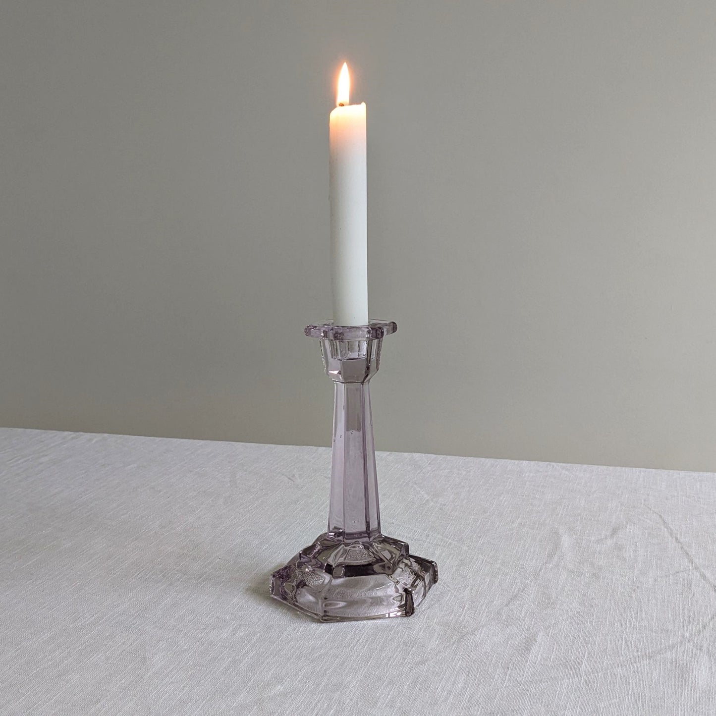 Lilac Glass Candlestick