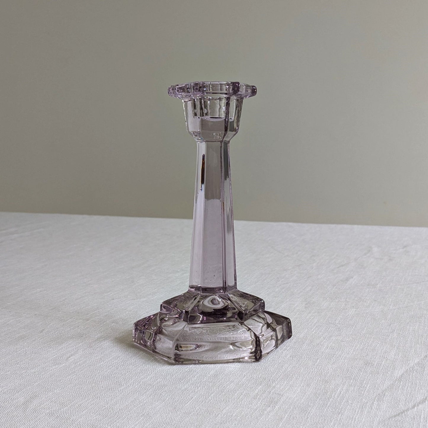 Lilac Glass Candlestick