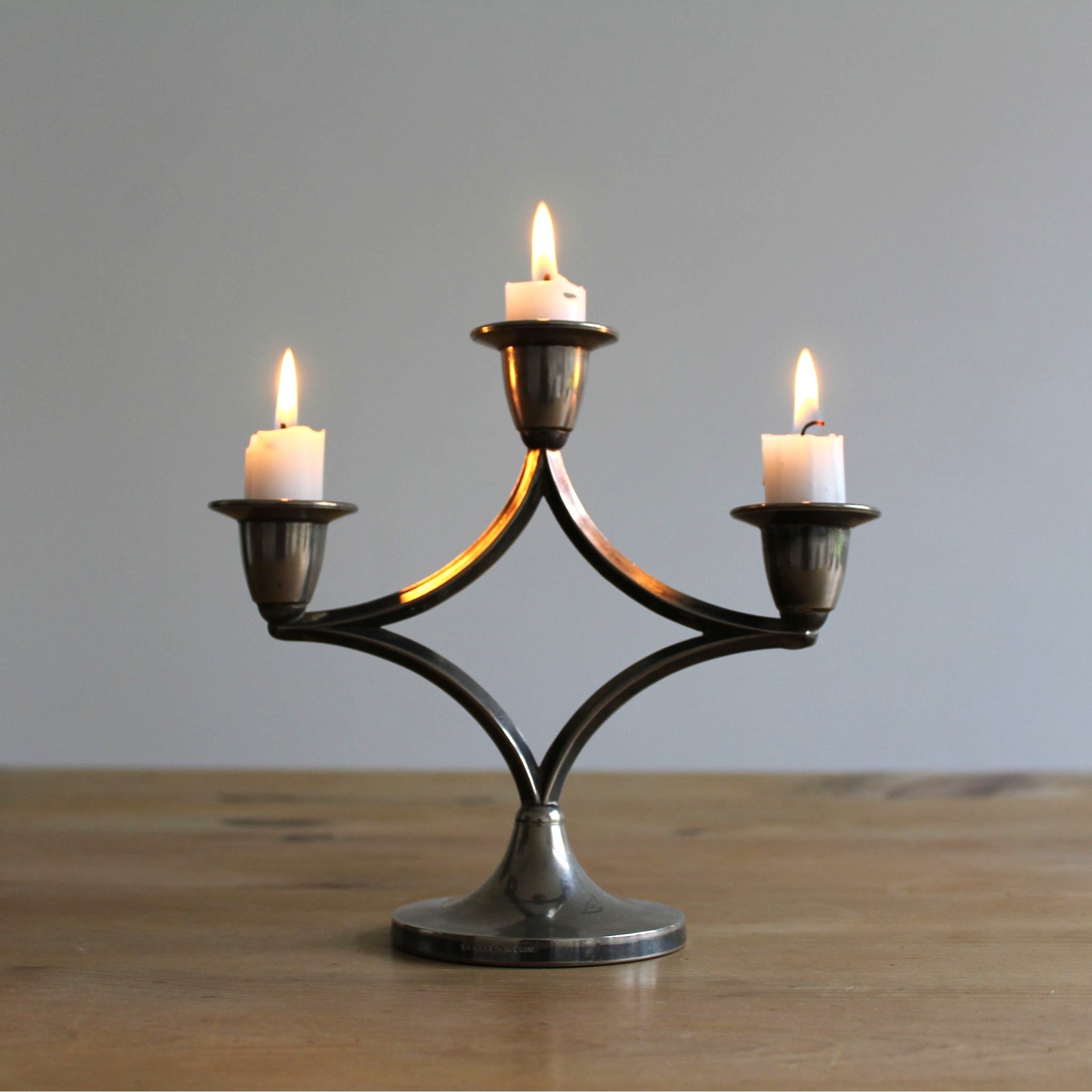 Mid Century Candelabra, Silver Plated, Ianthe Tiger & Iris