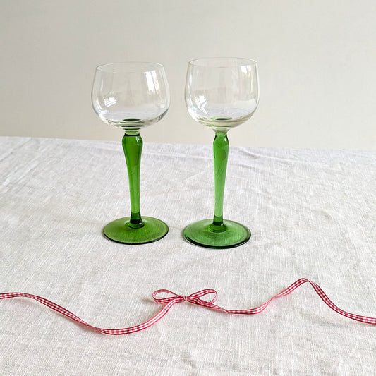 Mismatched Green Stem Glasses